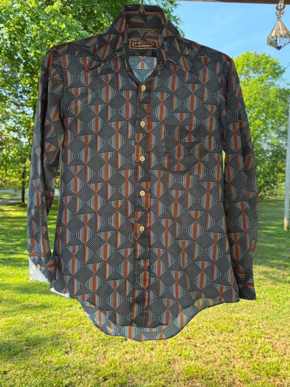 Landmark VTG Long Sleeve Button Up Shirt M Rockabilly Cowboy Western Festival